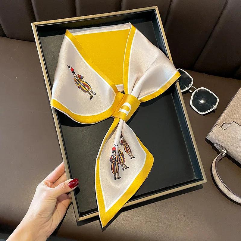 2023 New Luxury Brand Skinny Neckerchief Scarf For Women Satin Silk Ribbons Bandana Ladies Neck Tie Wrist Wrap Shawl Echarpe