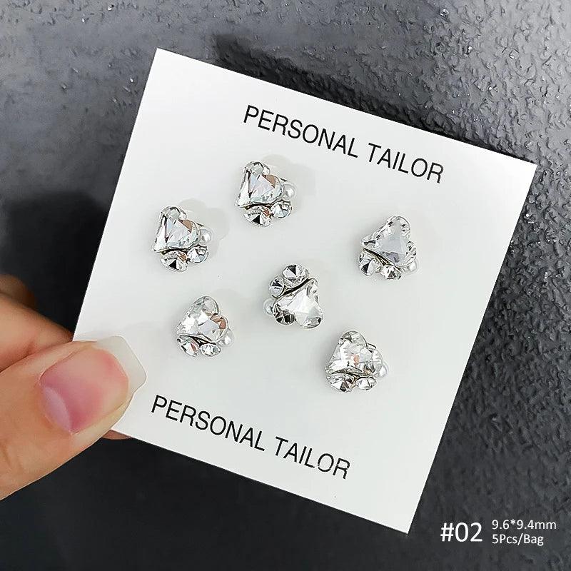 1Bag 3D Heart Nail Rhinestones Water ripple flat bottom love Charms Crystal Nail Art Decorations Gem Kawaii Resin Nails Gems