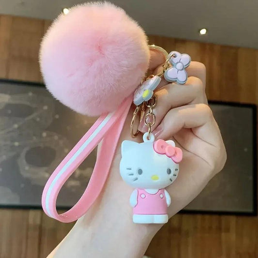 Sanrio Cartoon Hello Kitty Keychain Cute Melody Kuromi Cinnamoroll Doll Pendant Decoration Keyring Jewelry Girl Child Gift Toy