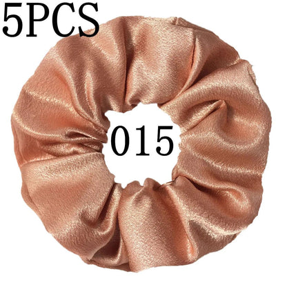 10/5pcs/lot Accessoires Women Girls Silky Satin Hair Scrunchies Solid Elastic Elegant Rubber Band Headwear Holder Scrunchy Black