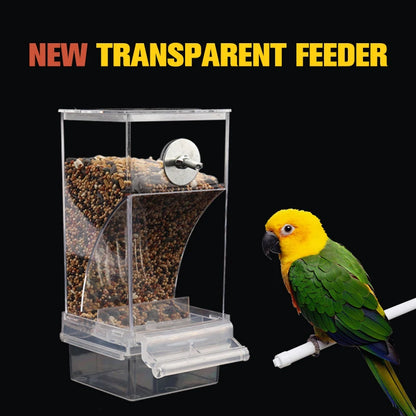 No Mess Bird Feeders Automatic Parrot Feeder Drinker Acrylic Seed Food Container Cage Accessories For Small And Medium Parakeets