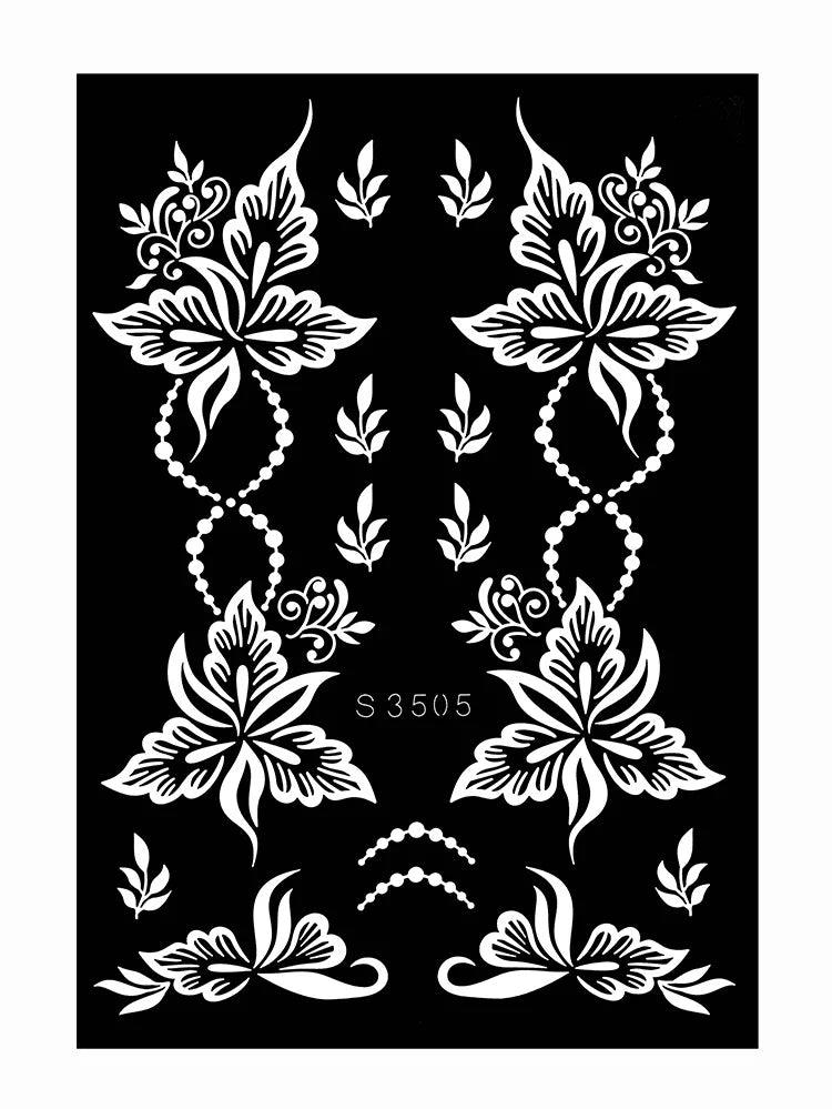 Hollow Drawing Henna Template for Hand Henna Tattoo Stencil Flower Tattoo Design for Women Wedding Festival Party Tatoo Tools