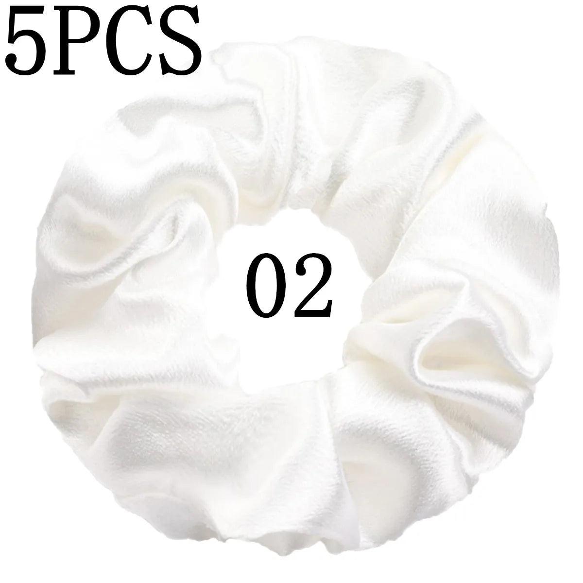 10/5pcs/lot Accessoires Women Girls Silky Satin Hair Scrunchies Solid Elastic Elegant Rubber Band Headwear Holder Scrunchy Black