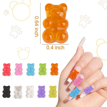 50Pcs Jelly Bear Nail Charms Resin Flatbacks Candy Bear Decoration Kawaii Gummy Bears DIY Bears Manicure Supplie DIY Accessorie - HighGloss Shop