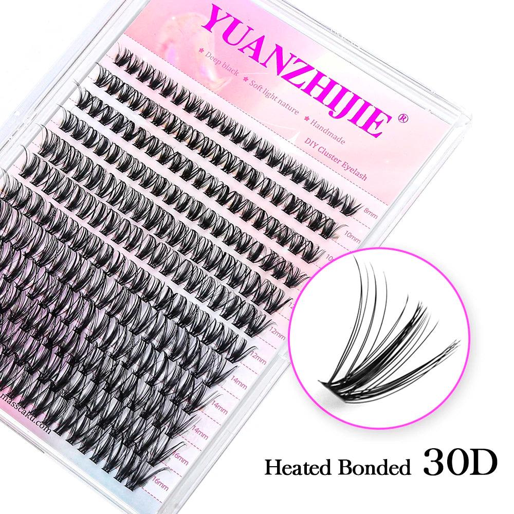 YUANZHIJIE DIY 120 PCS Cluster Lashes 3D Natural Bunch 8-16mm D Curl Segmented Beam Individual Mink Tufted Eyelash Fine Lash Tip