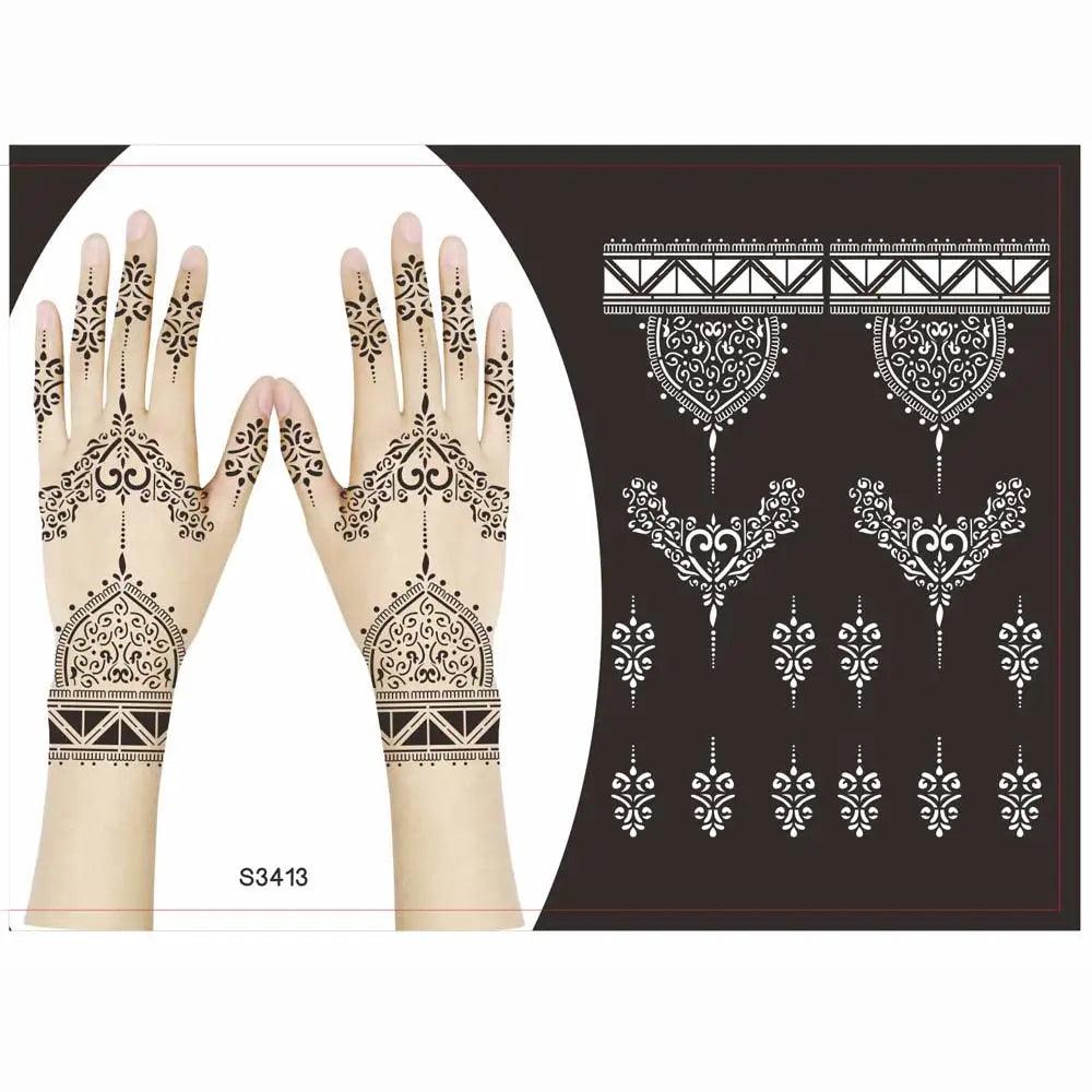 Reusable Temporary Henna Tattoo Stencil Arm Sleeve Mehndi Stencils Designs Painting Template DIY Tattoo Supplies