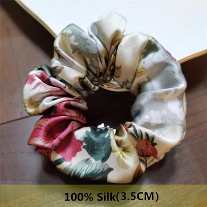 Heavyweight 100% Pure Silk Handmade Hair Scrunchies For Women Fashion Hair Ties Soft Hairbands New Girls Hair Accessoires