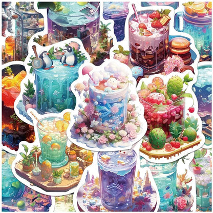 10/30/50pcs INS Style Art Drink Aesthetic Stickers Cartoon Plant Decals Kids Toys DIY Laptop Phone Scrapbook Decoration Sticker