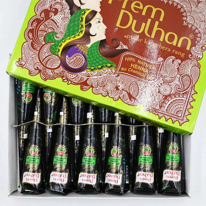 12Pcs Indian Henna Cones Paste Tattoo Temporary For Sexy Women Art Sticker Special Body Hands Art Paint 25g