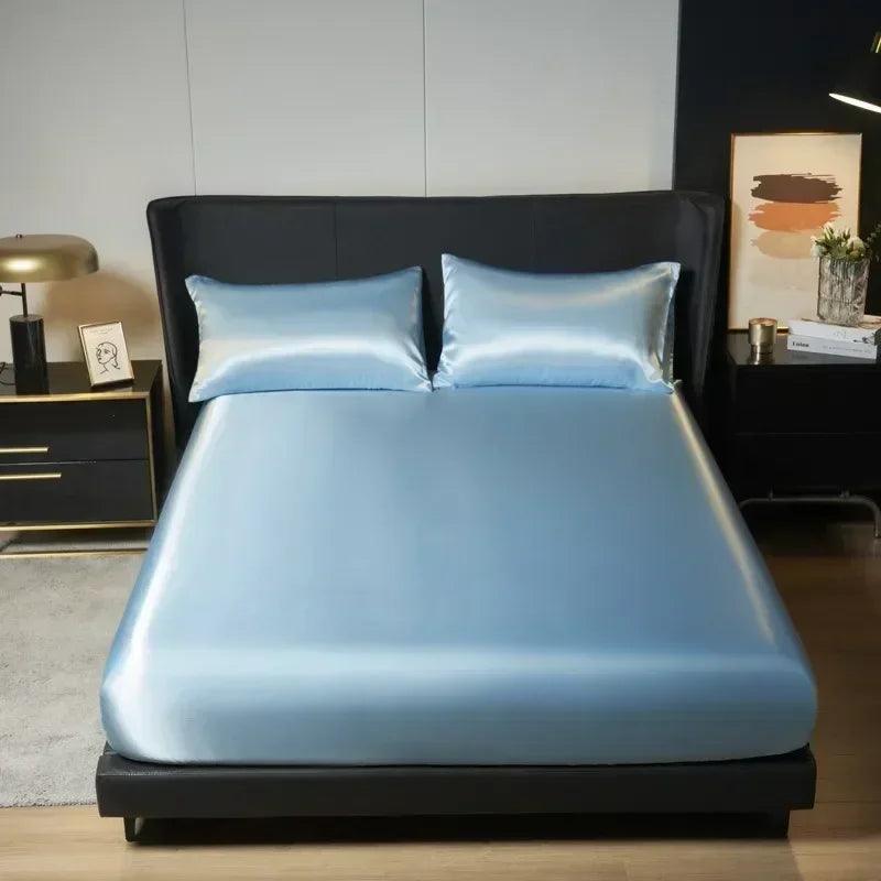 1pc Silk Satin Fitted Sheet Ice Silk Bed Cover Washed Silk Mattress Cover, Simmons Dust Cover, Comfortable and Soft /bed sheets