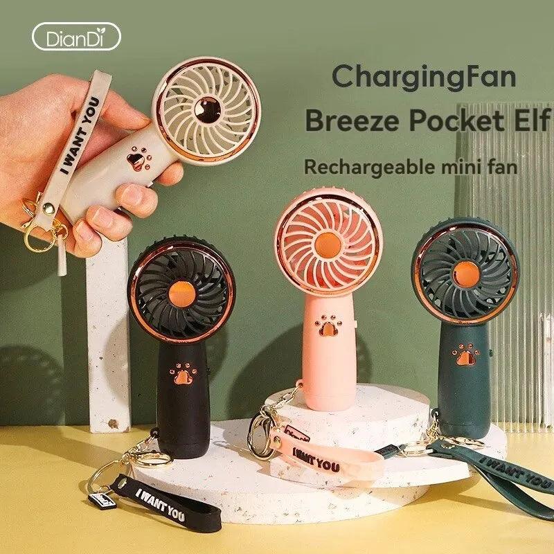 2024 Summer New Mini Mini Fan Cute Cartoon Portable Charging USB Handheld Fan Student Outdoor Fan