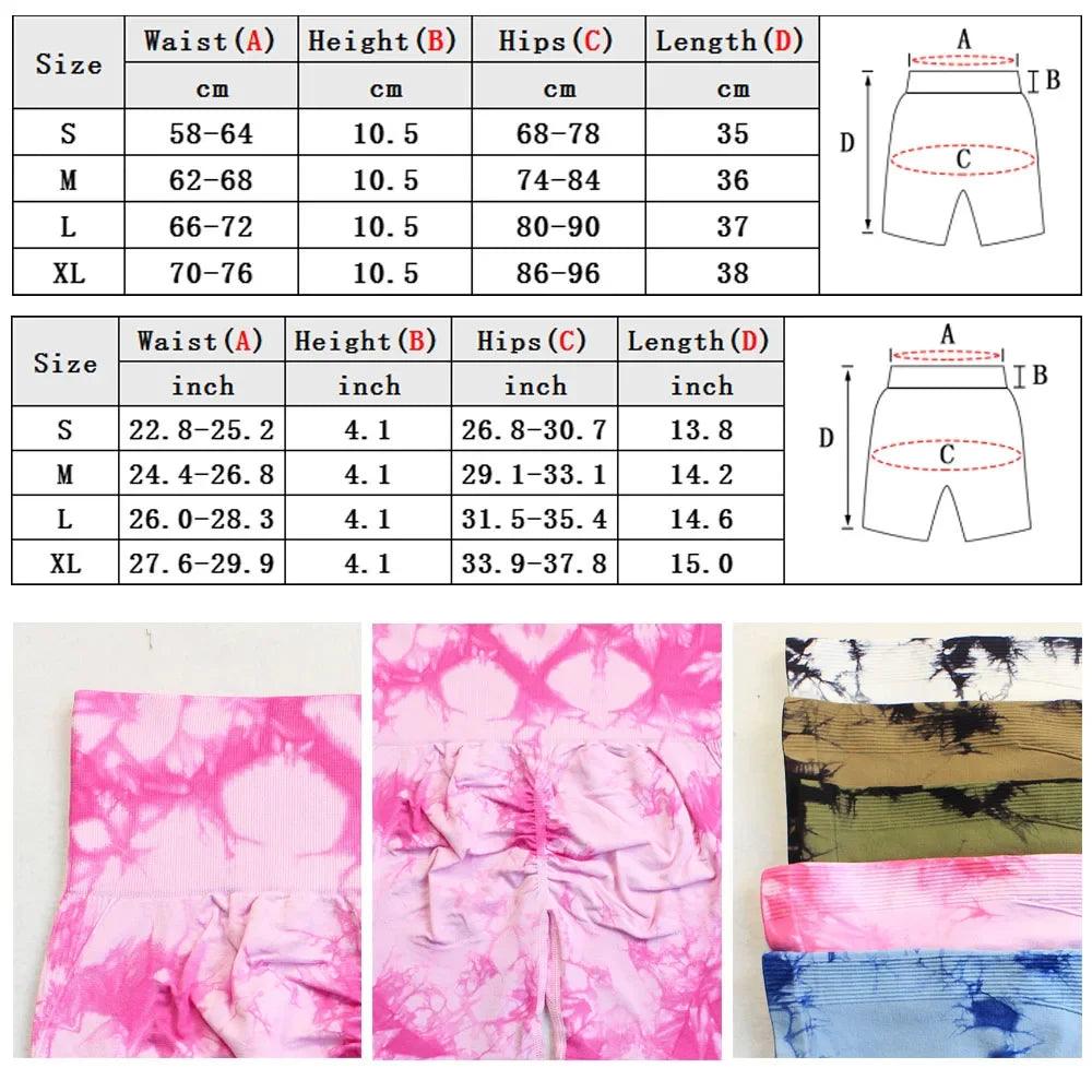 Yoga Shorts for Women Sports Tie Dye Seamless Cycling Running Shorts High Waisted Sports Workout Gym Fitness Shorts S M L XL