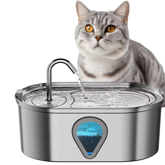 3.5L large capacity pet water dispenser automatic stainless steel cat water fountain with LED Lighting - HighGloss Shop