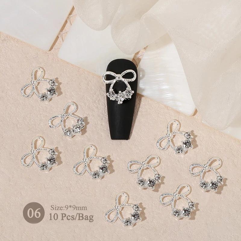 Butterfly Shaped Gold Silver Nail Charms Metal Alloy 3D Nail Rivets Gems Decoration Manicure Jewelry Accessories Nail Supplies