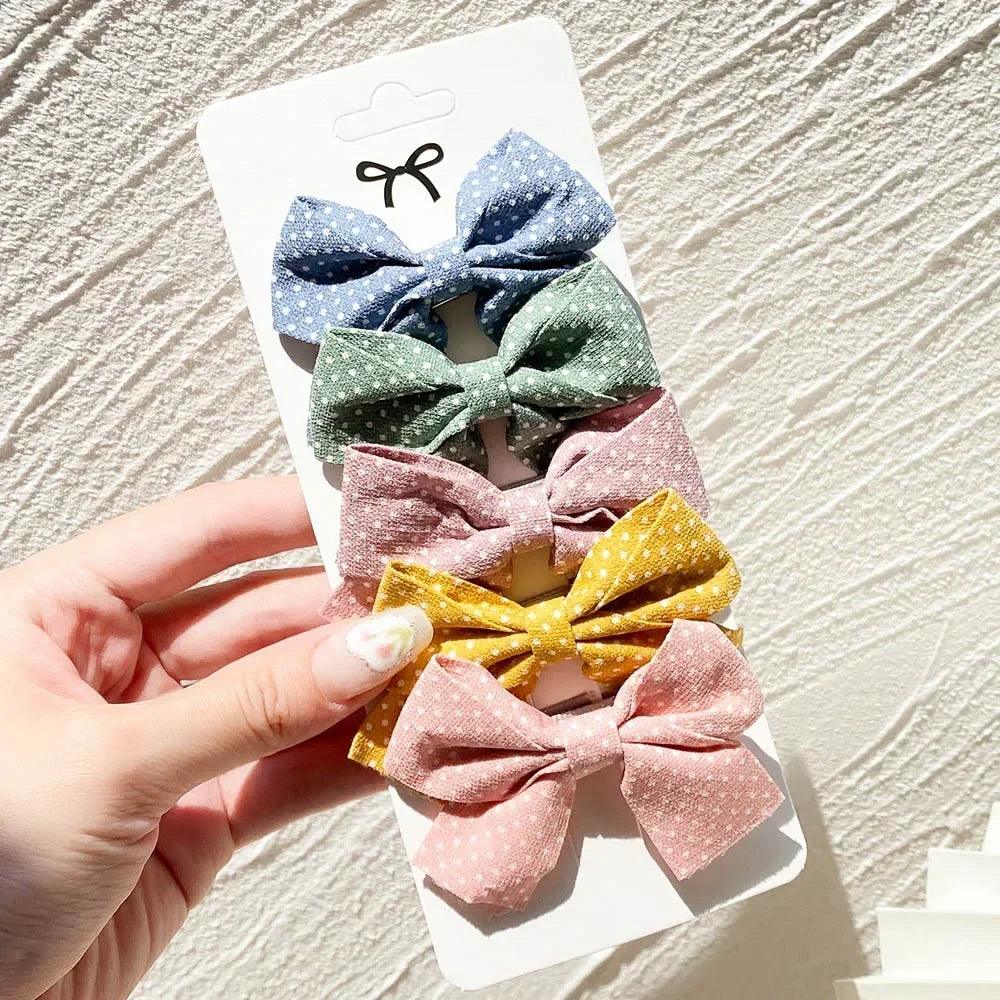 4/5Pcs Cute Baby Hairpin for Girls Print Ribbon Barrette Kids Little Hair Clip Pinches for Hair Girl Cotton Bow Hair Accessories