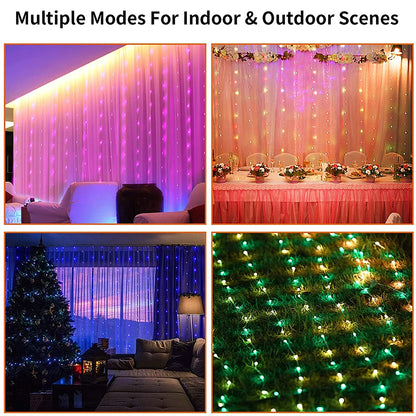 USB LED Fairy Curtain Garland Light with 4 Flash Modes for Wedding Christmas Party Home Bedroom New Year Decor