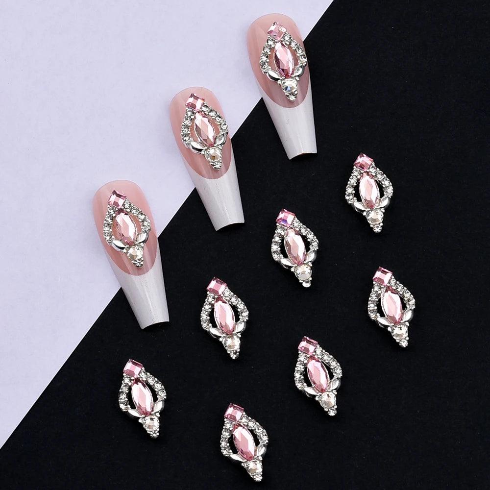 10pcs Gold 3D Nail Art Charms Shape Crystal Rhinestone Stones Nail Jewelry For Acrylic Nail Designer Accessories Decor NJ23912-3 - HighGloss Shop