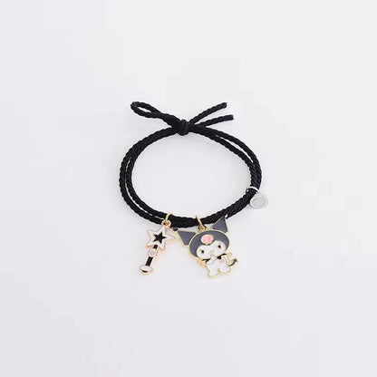 1 Pair Sanrio Accessories Bracelet Kuromi Melody Magnetic Small Rubber Band Couple Girlfriend Cartoon Aluminum Alloy Girl Gift