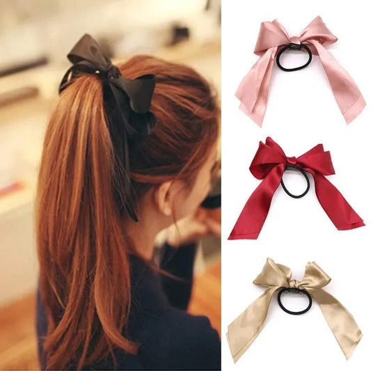 1pcs Women Rubber Bands Tiara Satin Ribbon Bow Hair Braiders Scrunchie Ponytail Holder Gum for Hair Accessories Elastic Braiders