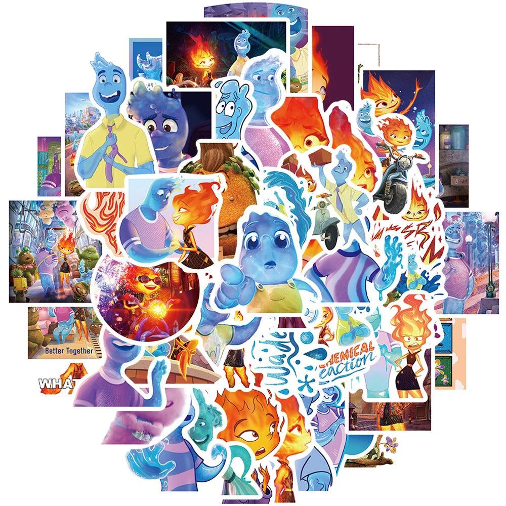 10/30/50pcs Disney Movie Elemental Cartoon Anime Stickers Decals Laptop Car Suitcase Motorcycle Wall Decoration Sticker Kids Toy