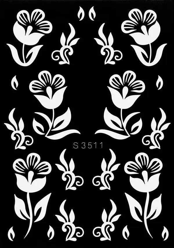 Hollow Drawing Henna Template for Hand Henna Tattoo Stencil Flower Tattoo Design for Women Wedding Festival Party Tatoo Tools