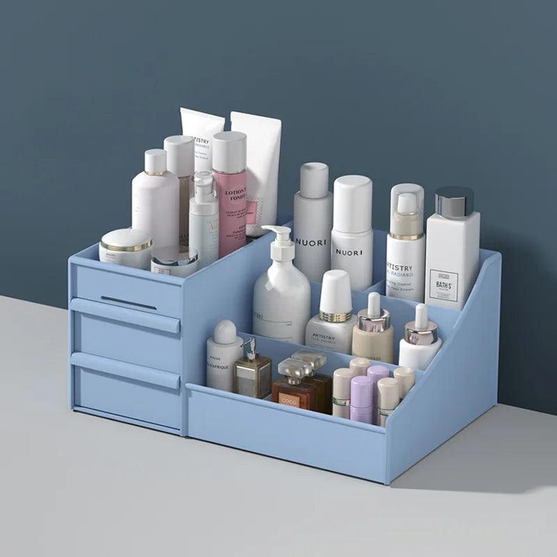 1pc White New Drawer Makeup Storage Box Dormitory Finishing Plastic Shelf Cosmetics Skin Care Dressing Table Desktop