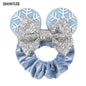 New Chic Disney Mickey Mouse Ears Hair Scrunchies Sequins 4"Bows Elastic Headband Women Velvet Girls DIY Hair Accessories Gift