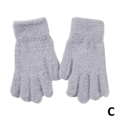 Fashion Winter Simulation Mink Velvet Five Finger Gloves Plush Warm Cold-proof Gloves Women Outdoors Cycling Mittens