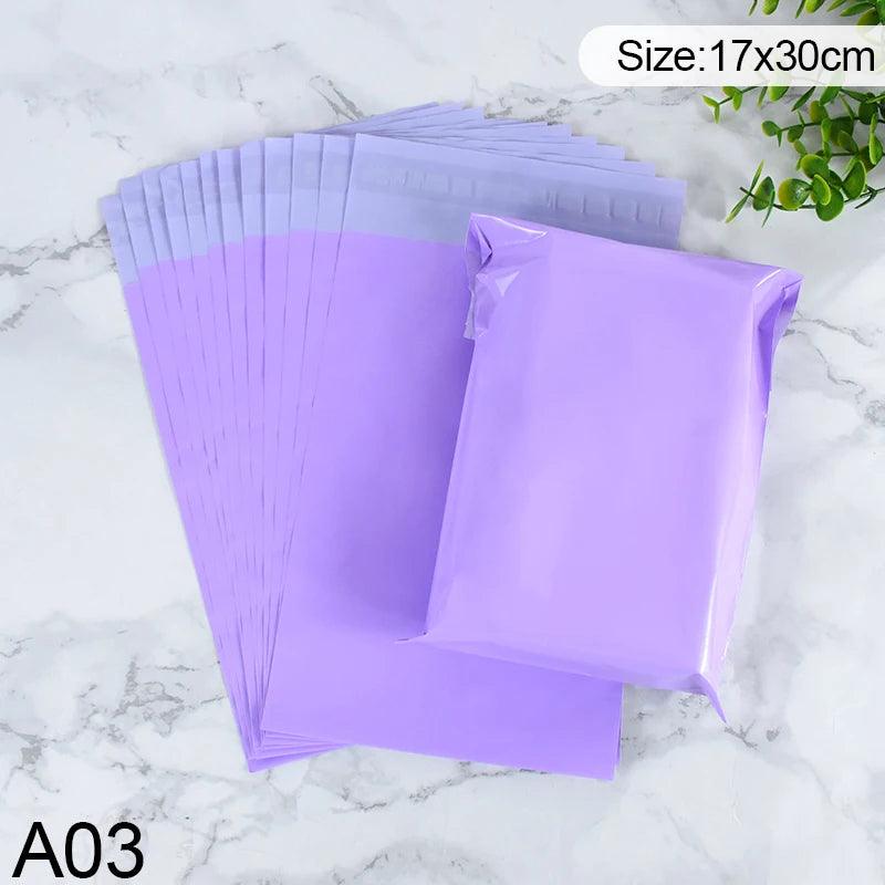 10 Pcs White Purple Self Sealing Mailers Bags Shipping Express Bag Clothing Waterproof Mailing Bags Small Business Packaging Bag