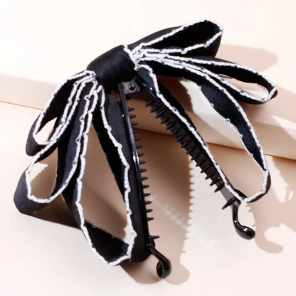 Lystrfac New Solid Color Fashion Fabric Bow Banana Hair Clips Hairpin for Women Back Head Ponytail Headdress  Hair Accessories