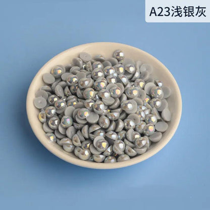 3mm-12mm Mix Size Half Round AB Pearl plastic Non Hotfix Flat Back Glitters For DIY Nail Craft Decoration