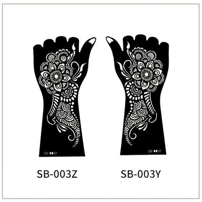 1 Pair Flower Tattoo Stencil for Hand Henna Tattoo Templates Mandala Lace  Design Wedding Painting Henna Kit Tool