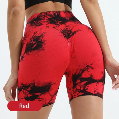 Yoga Shorts for Women Sports Tie Dye Seamless Cycling Running Shorts High Waisted Sports Workout Gym Fitness Shorts S M L XL