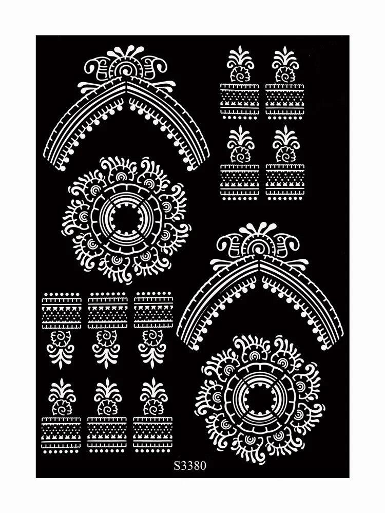 Hollow Drawing Henna Template for Hand Henna Tattoo Stencil Flower Tattoo Design for Women Wedding Festival Party Tatoo Tools