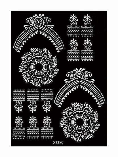 Hollow Drawing Henna Template for Hand Henna Tattoo Stencil Flower Tattoo Design for Women Wedding Festival Party Tatoo Tools