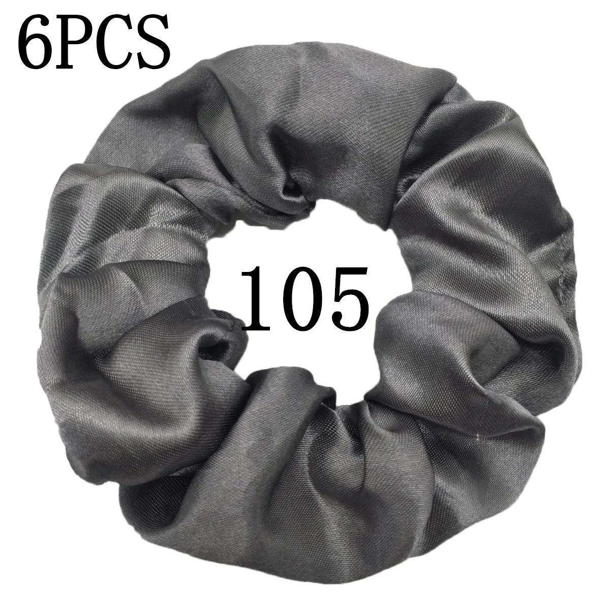 6pcs/lot Hair Scrunchies Bands Scrunchy Ties Ropes Ponytail Holder for Women or Girls Accessories Satin Headwear Solid 100 Color