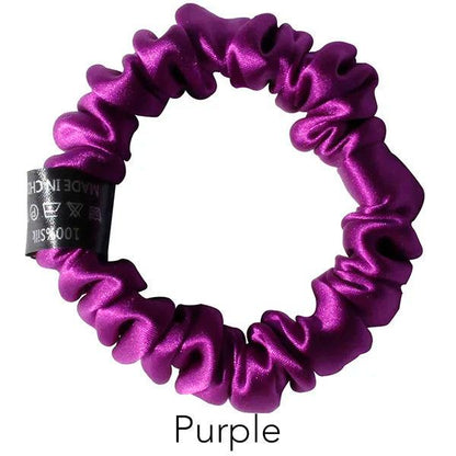 100% Pure Mulberry Silk Scrunchies Hair Ties Rubber Bands for Women Girls Small Elastic Ponytail Holder No Damage 19 Momme 1.5CM