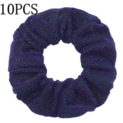 10pc Girls Sparkly Sequins Scrunchies for Hair Eleastic Scrunchy Ties Ropes Ponytail Holders Rubber Bands Shinny Bling for Women