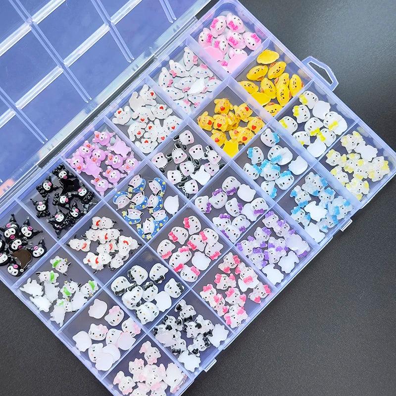 Sanrioed Hello Kitty DIY Nail Art Jewelry Decor Kawaii Kuromi Charms For Manicure DIY Nail Parts Rhinestone Toy Gift for Girls