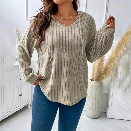 Large Size Tops Women Long Sleeve Loose Hooded Plus Size T -shirt Tee 2023 Autumn Winter Solid Pullover Fashion Female Clothing