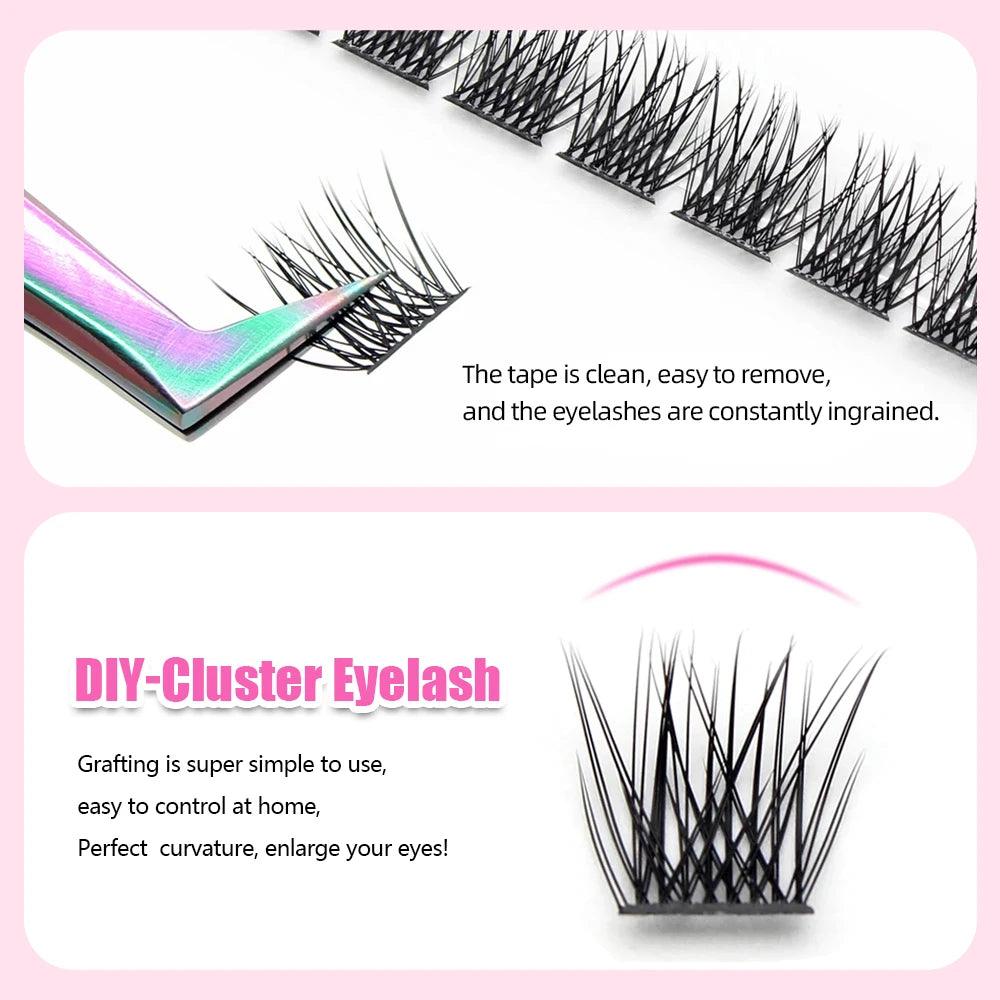 YUANZHIJIE DIY 120 PCS Cluster Lashes 3D Natural Bunch 8-16mm D Curl Segmented Beam Individual Mink Tufted Eyelash Fine Lash Tip