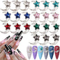 30Pcs Pink Nail Charms Alloy Rhinestones 3D Star Butterfly Heart Cross Gem Nails Crystal Diamond Nail Art Decoration Accessories