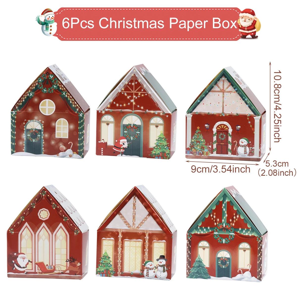 Christmas Gingerbread House Candy Box Merry Christmas Decoration For Home 2024 New Year Gift Cookie Packaging Box Xmas Ornament