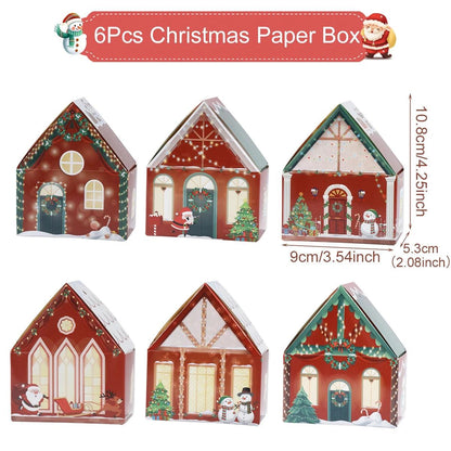 Christmas Gingerbread House Candy Box Merry Christmas Decoration For Home 2024 New Year Gift Cookie Packaging Box Xmas Ornament