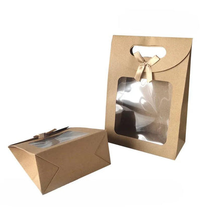 5/10/20pcs Transparent Window Gift Bags For Wedding Birthday Home Party White Black Packaging Box Baking Takeaway Bag