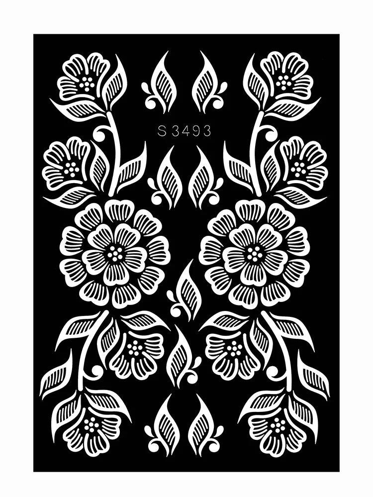 Hollow Drawing Henna Template for Hand Henna Tattoo Stencil Flower Tattoo Design for Women Wedding Festival Party Tatoo Tools