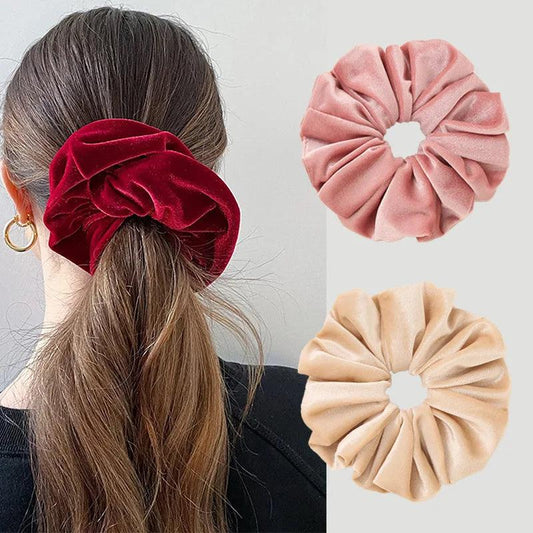 Flannel Hairbands Custom Large Scrunchie 17cm Oversized Velvet Hair Scrunchies Elastic Hair Bands For Women