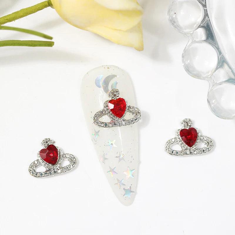 20Pcs New Glitter Rhinestone Planet Nail Charms 3D Luxury Alloy Crystal Jewelry Gems Diamond Nail Parts Manicure Tips Decoration