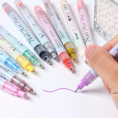 Nail Art Pen Set Drawing Graffiti Gel Pencil Plastic Waterproof Painting Liner Brush White Marker Pen Nail Manicure Decoration T