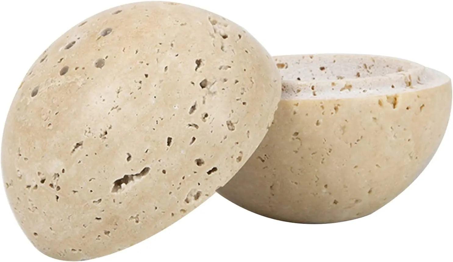 SAIDKOCC Handmade Natural Marble Beige Travertine Stone Round Incense Burner Holder for Room / Kitchen / Coffee Shop - HighGloss Shop